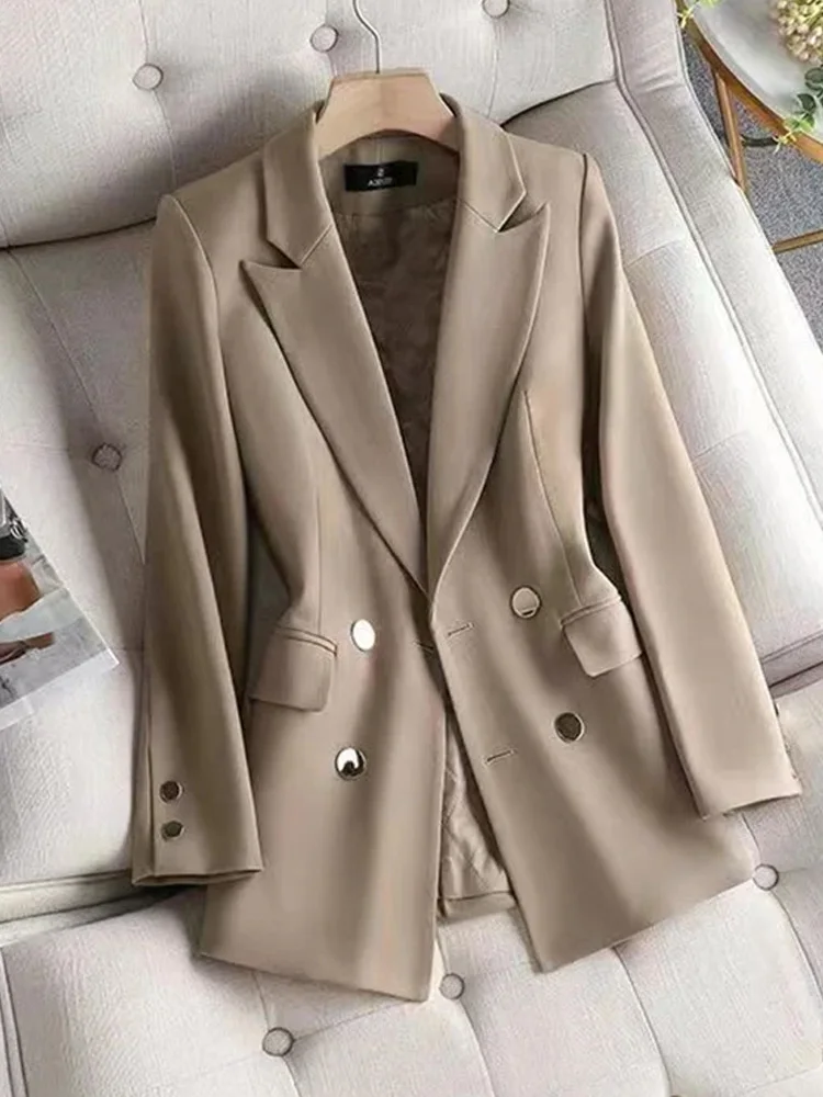 S-3XL Black Khaki Solid Ladies Formal Blazer Women Female Business Work Wear Jacket Coat With Pocket 2023 Y2K Blazers