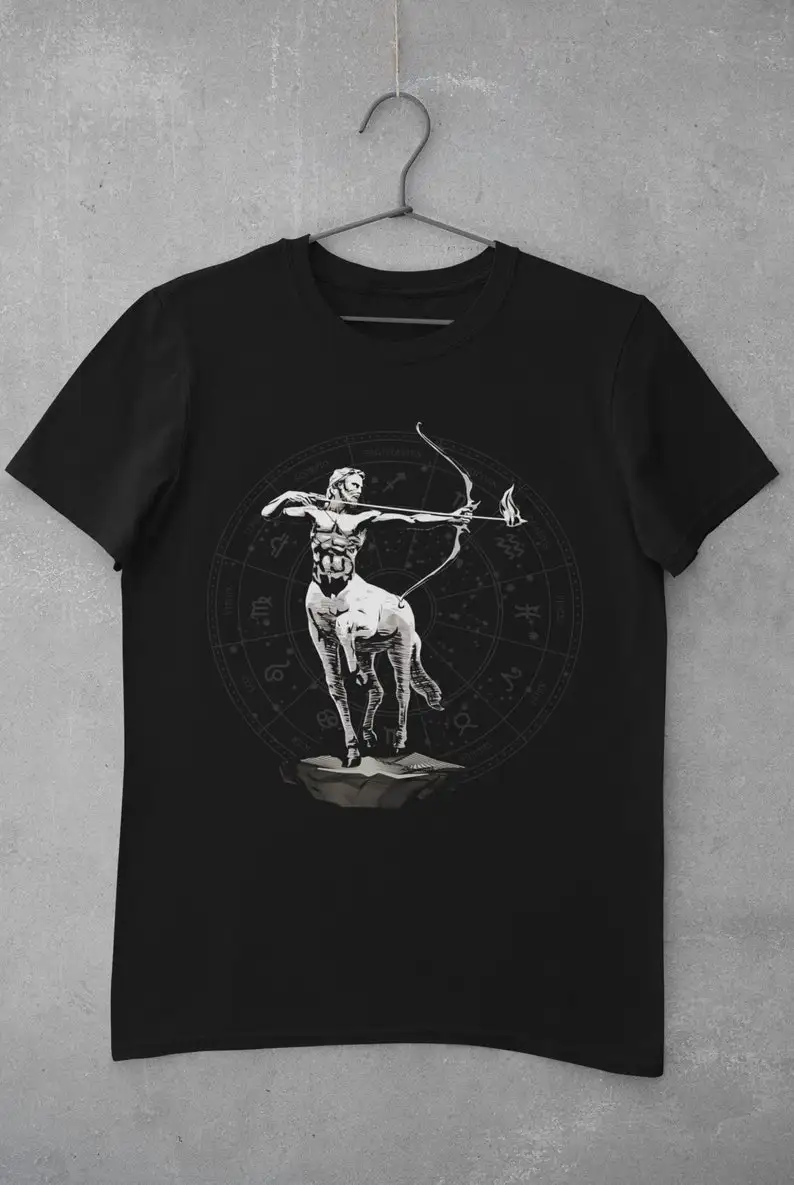 Constellation Sagittarius Zodiac Sign Black  Graphic TShirt  Organic Cotton  Unisex/Women/Men  Size XSXXXXXL
