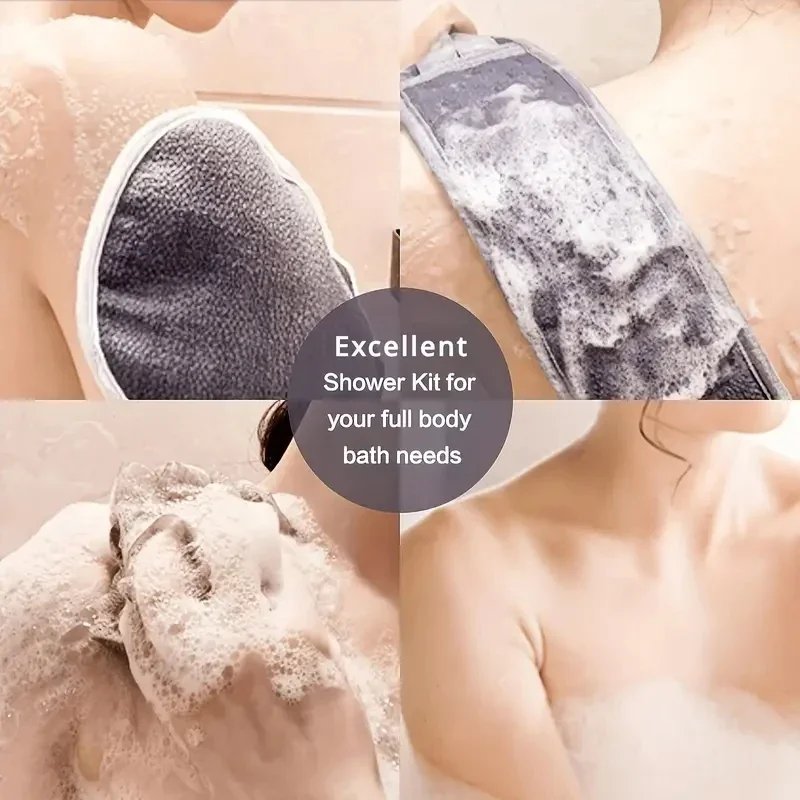 3 PCS Three-piece Bath Set Rub Bath Towel Gloves Flower