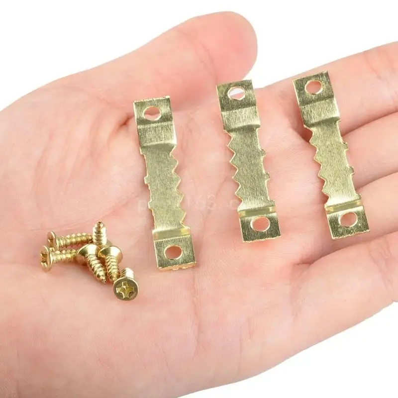 Pack of 100 Picture Hangers Bulk 100pcs Gold Hangers with 200pcs Screws for Picture Frames Painting