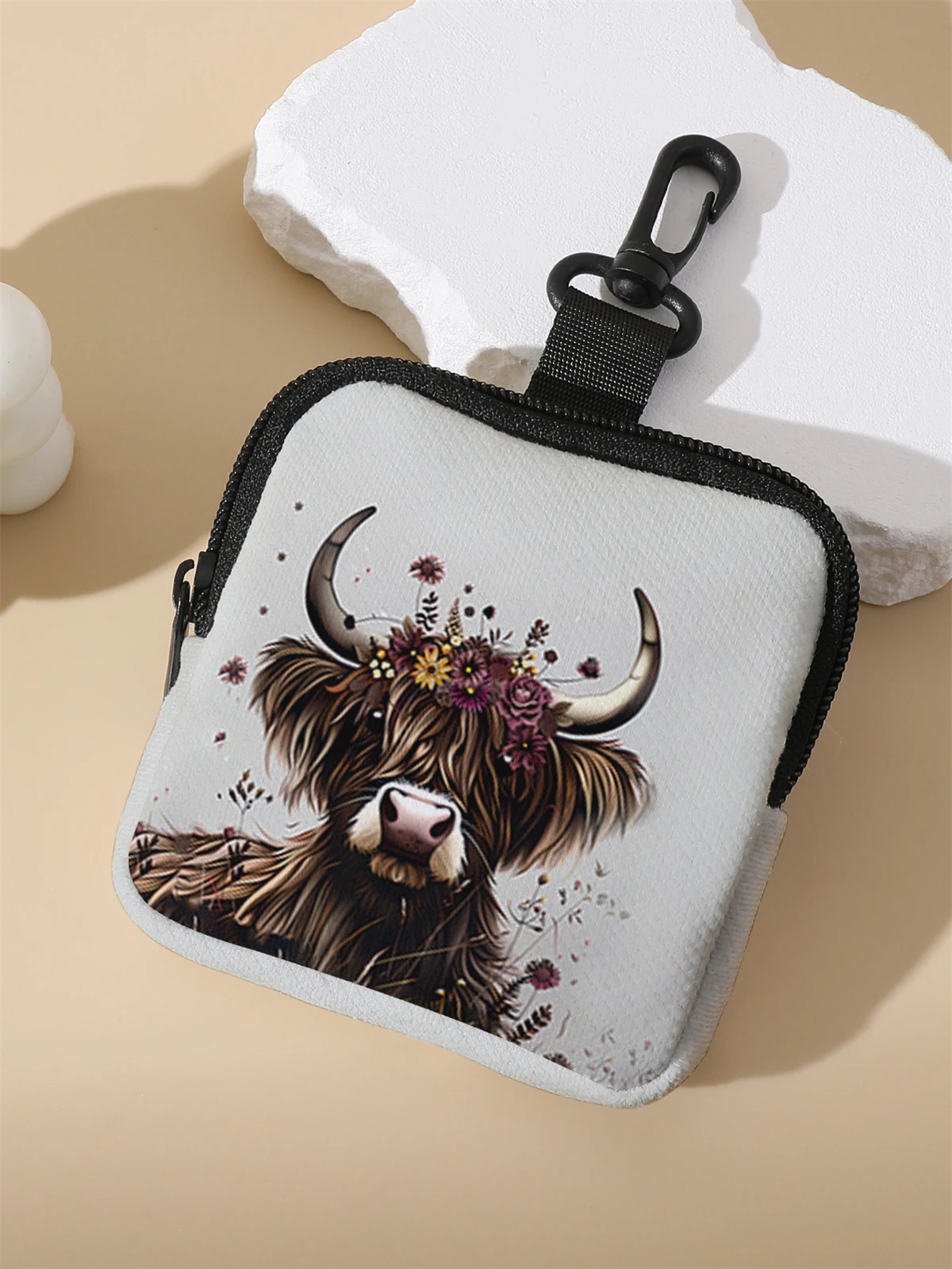 A large capacity coin wallet with a cow pattern, a digital printed coin wallet, and a storage bag are ideal choices for GIFs