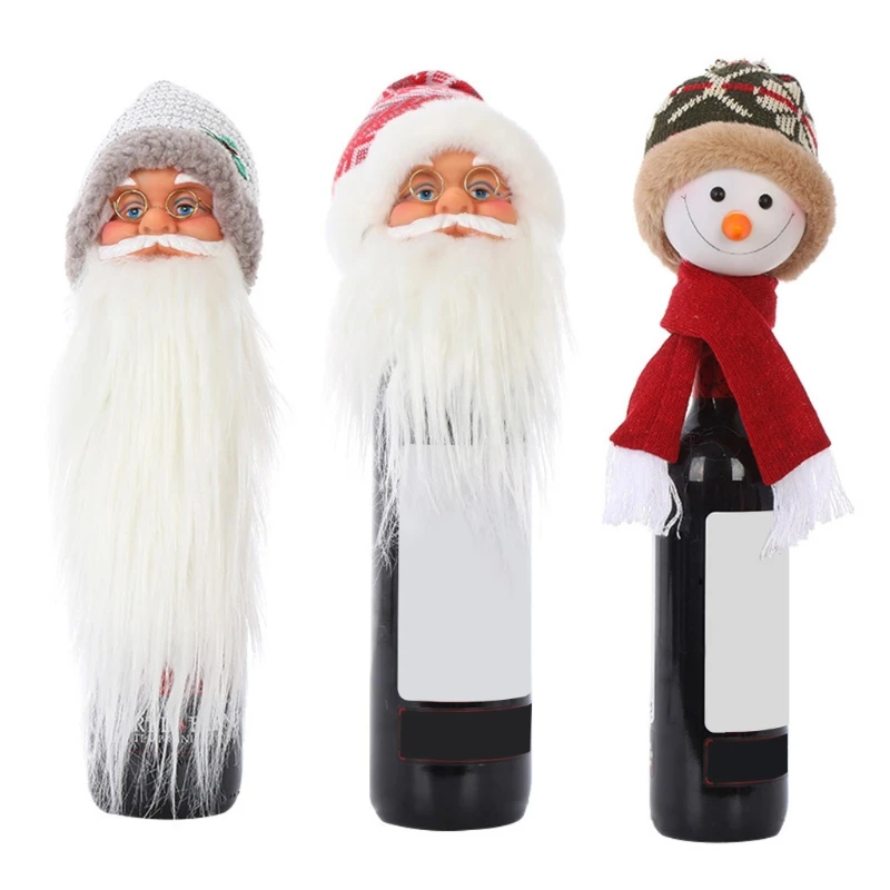 Рождественские украшения Санта-Клаус для головы Длинная короткая борода Снеговик для головы Винный набор Декор для рта елочная