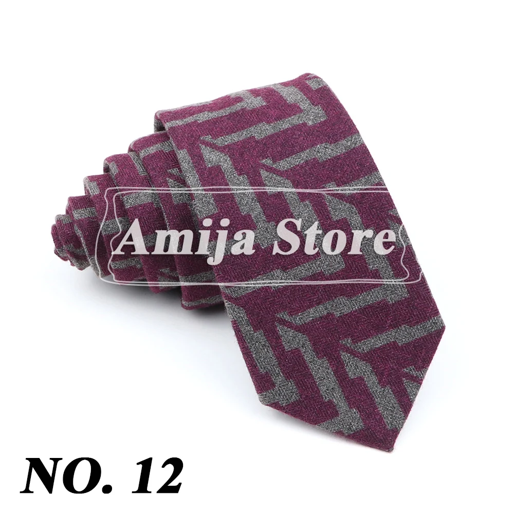 Super Weiche Wolle Baumwolle Krawatte Plaid Diamant Gestreiften Männer 6cm Dünne Krawatte Rot Blau Dunkle Farbe Smoking Anzug Männlichen geschenk Hemd Zubehör – Detail 15