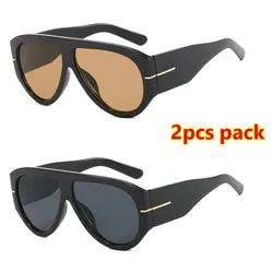 Retro Oversized Luxury Square Sunglasses - UV400 Protection (2pcs - 6)