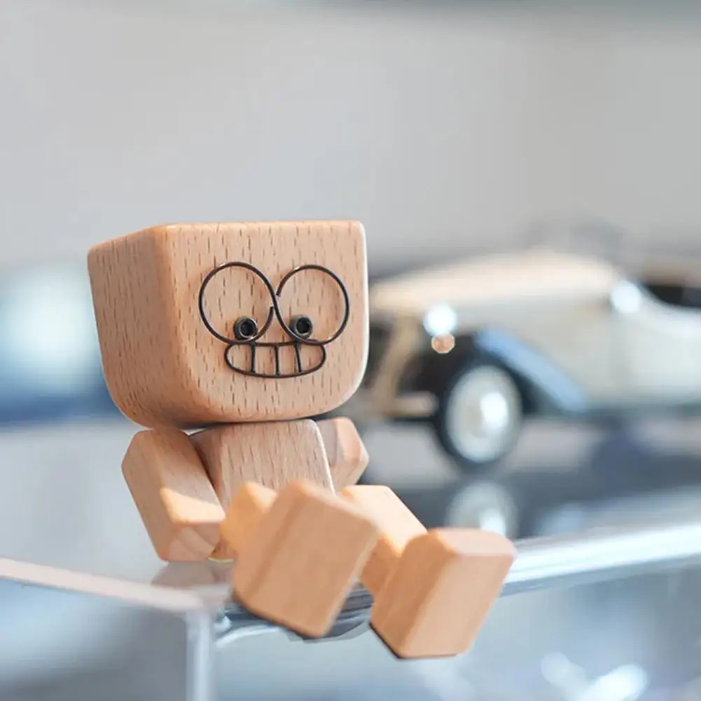 Wackelnder Holzmann Mit Magnetischen Gesichtern – Auto-Deko & Schreibtisch-Figur