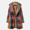 Women's Hooded Long Cardigan Casual Plaid Long Sleeve Gradient Color Knitting Coats Jacket With Pocket Autumn Casual Knitwear 1