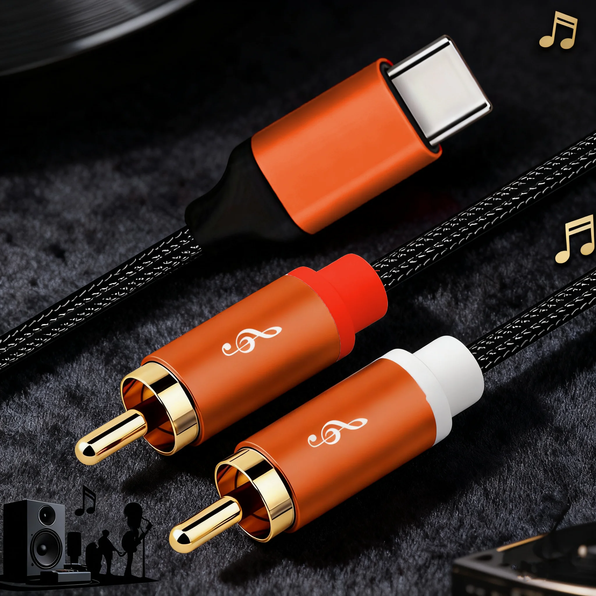 USB-C to Dual RCA Hi-Fi Stereo Audio Cable for Premium Sound Quality