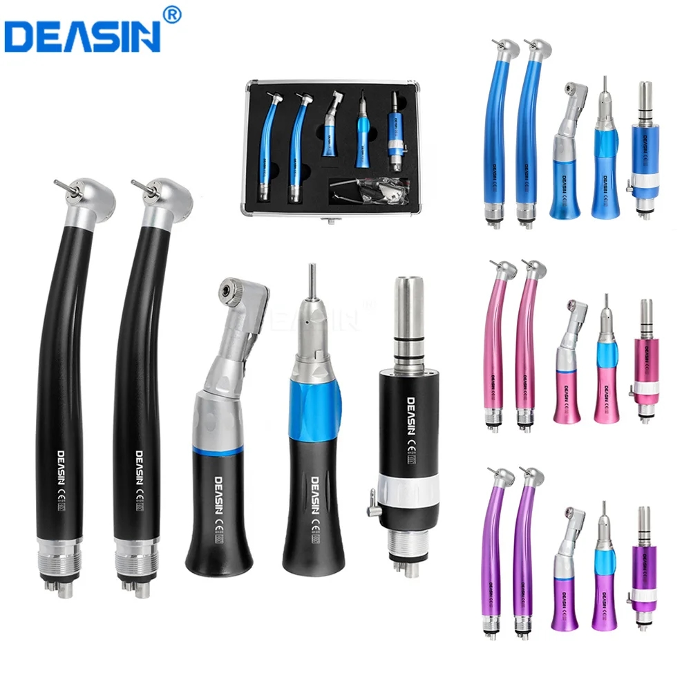 DEASIN Dental-Handstück-Set für hohe und niedrige Geschwindigkeit, 2/4 Löcher mit Gegenwinkel, gerades E-Typ-Luftmotor-Handstück
