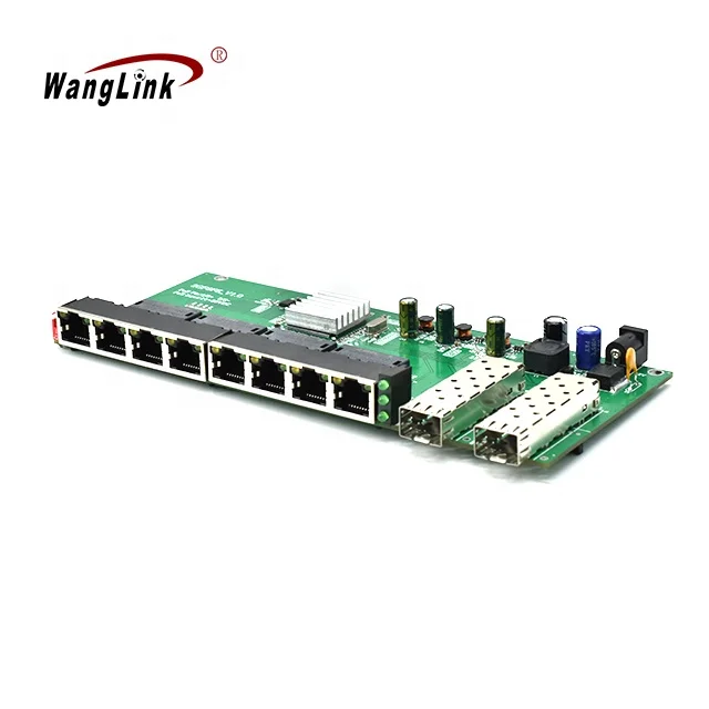 

Wanglink Reverse POE switch 8 RJ45 2 SFP fiber 100M Ethernet port switch Fiber Optical UTP Port PCBA