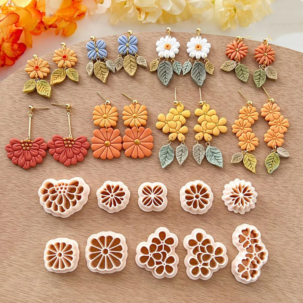 Polymer Clay Cutters Mold Pottery Ceramic Mini Spring Flower Stamps Crafts Diy Creative Jewelry Earring Making Decor Suppli Tool