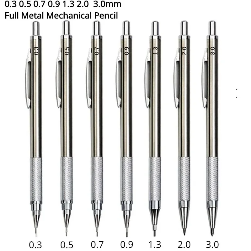 Mechanical Pencil Set 0.3 0.5 0.7 0.9 1.3 2.0mm Full Metal Art Drawing Painting Automatic Pencil Office School Supply Stationery