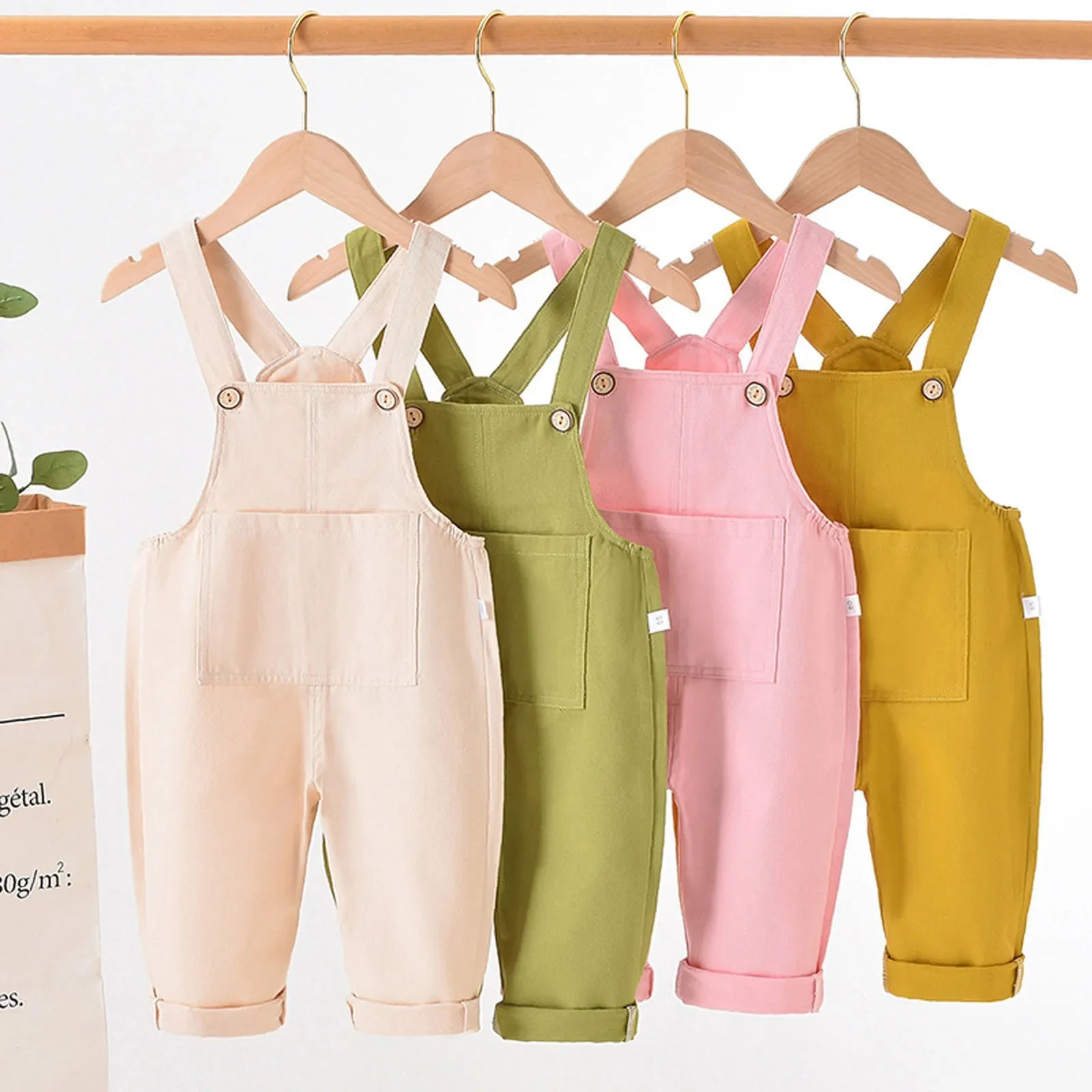 Children Overalls Cotton Thin Suspenders Pants Baby Girls Boys Denim Pants Contrast Casual Loose Girls Overalls Kids Jumpsuits baby jumpsuit cotton jumpsuit