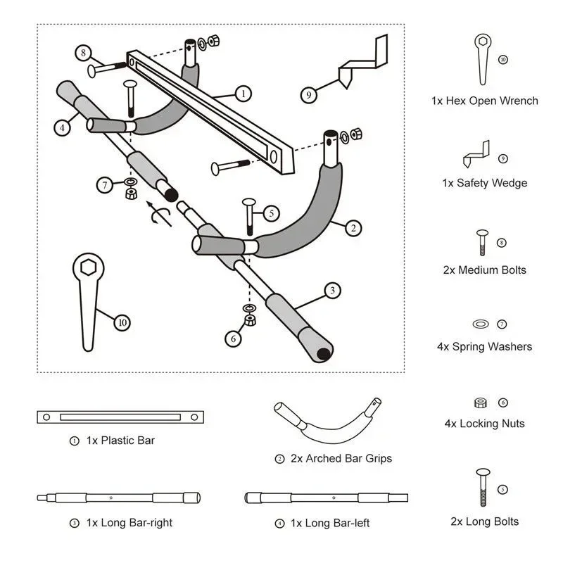 Adjustable Indoor Fitness Door Frame Multi-functional Doorway Pull Up Bar Wall Chin Up Bar Horizontal Home Fitness Equipment