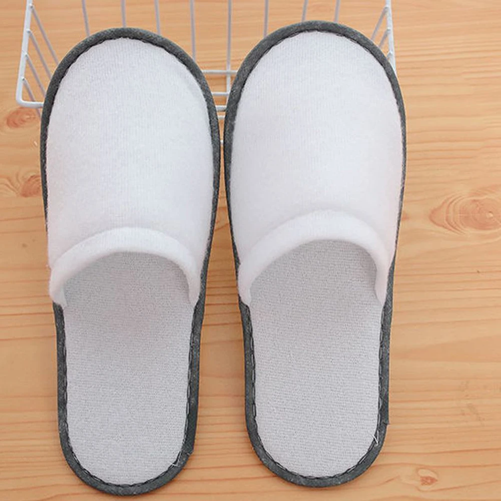 

10 Pairs Spa Hotel Guest Soft Slippers Closed Toe Disposable Non Slip Flat Shoes Polar Fleece Travel Slipper 28x11cm