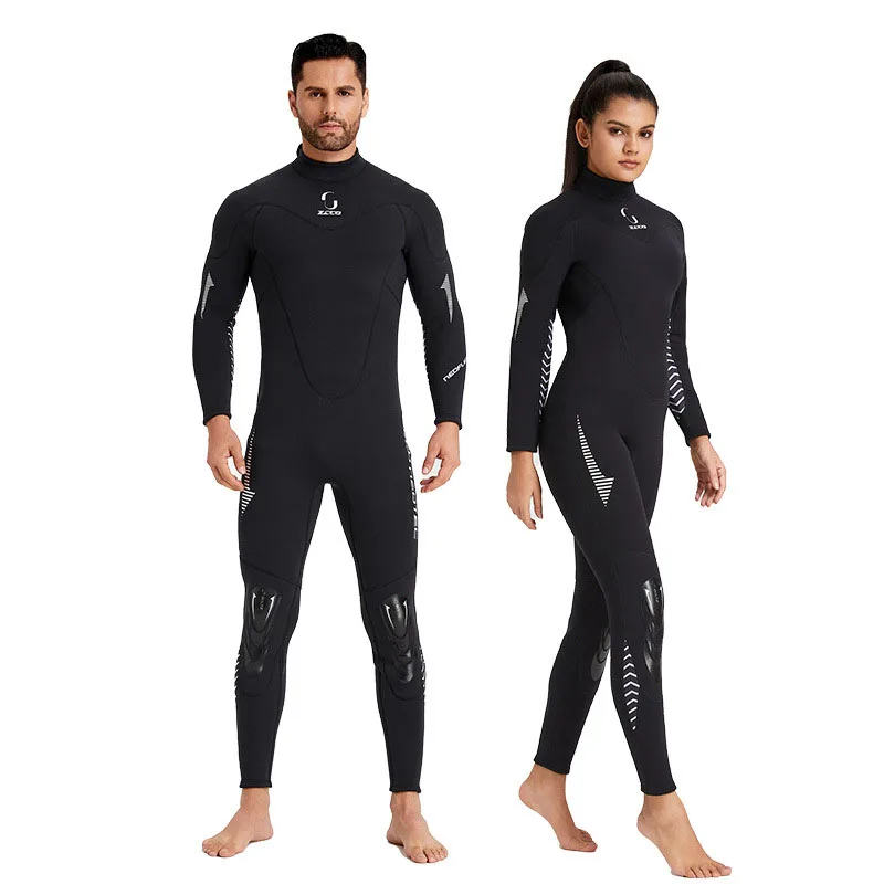 

New 3mm wetsuit men's one-piece warm surf diving suit women's long-sleeved winter snorkeling swimsuit