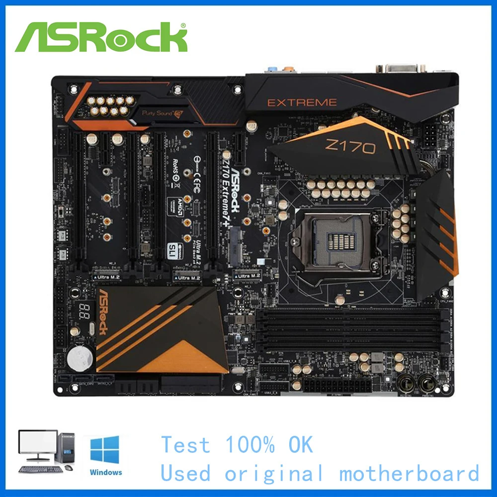 Per Asrock Z170 Extreme 7 + Scheda Madre Del Computer Lga 1151 Ddr4 Z170 Scheda Madre Desktop Usata Core I5 6600K I7 6700K Cpu