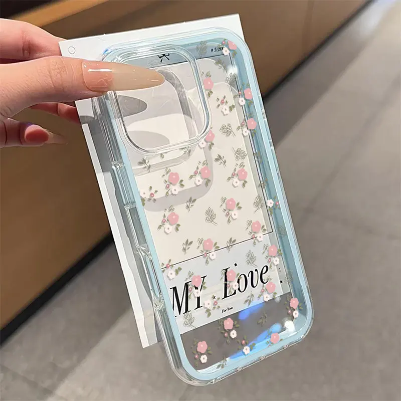 Green Leaves and Pink Flower 2-in-1 Clear Phone Case Cover