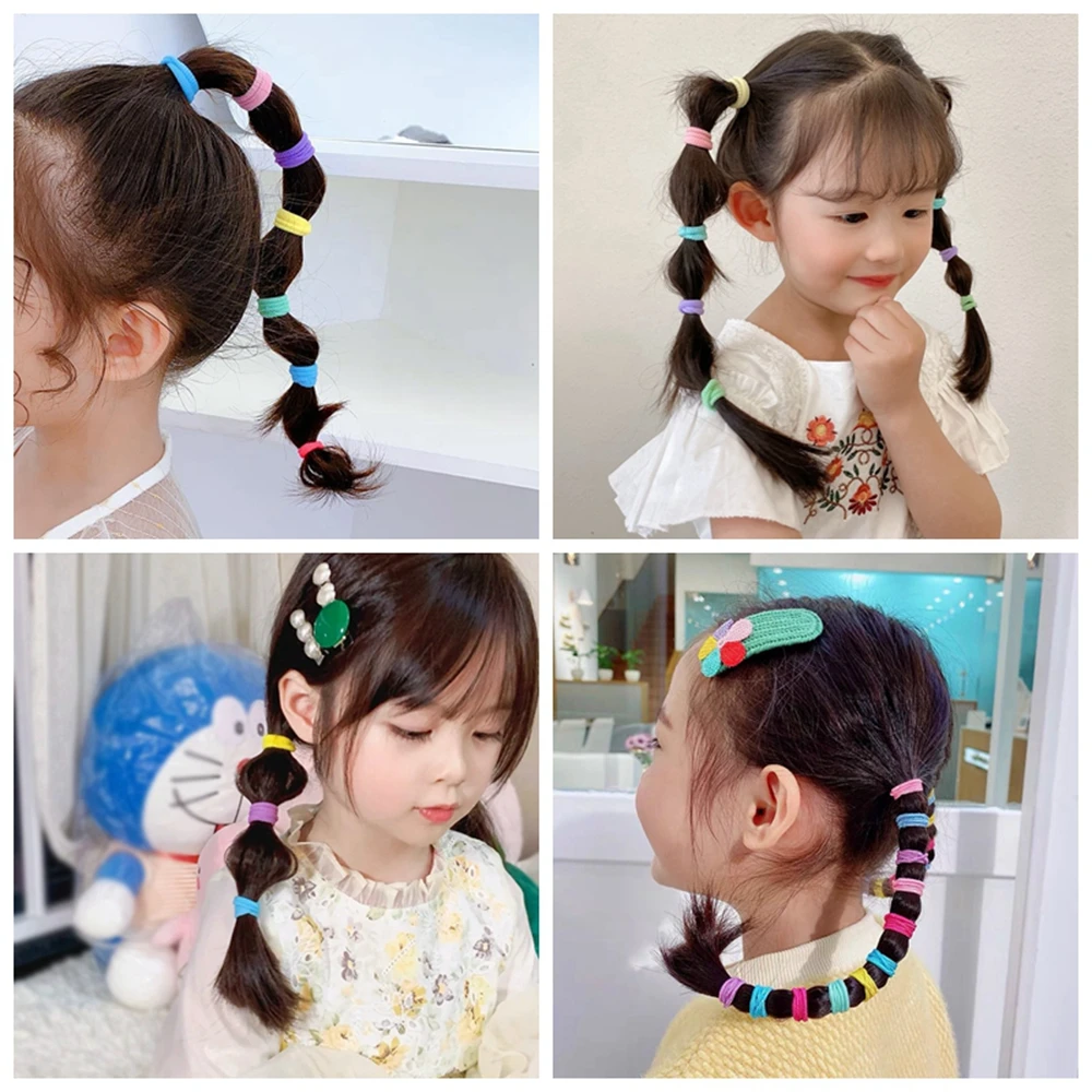 60Pcs/lot Headband Kids Girls Nylon Elastic Hair Bands Hair Accessories Kids Headwear  Ponytail Holder Scrunchie Ornaments Gift 2000pcs girls hair accessories gift nylon rubber band elastic hair bands headband children ponytail holder bands kids ornaments