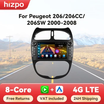 Hizpo 7 "Radio de coche Android para Peugeot 206 206CC 206SW 2000-2008 reproductor Multimedia Carplay 2Din estéreo Autoradio navegación GPS 1