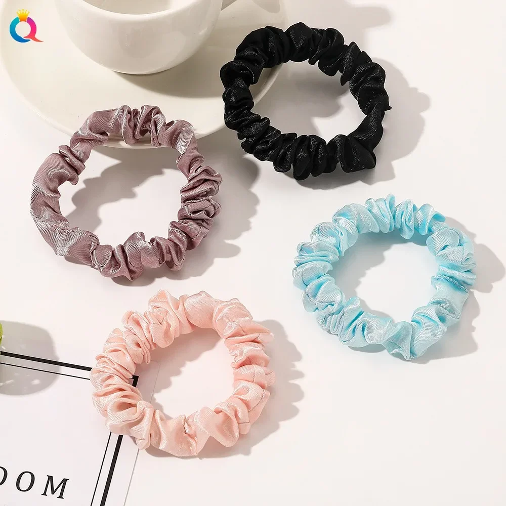 Elegant Sweet Hair Tie Satin Large Intestine Hair Ring Simple Pink Black Rope High Ponytail Accessories