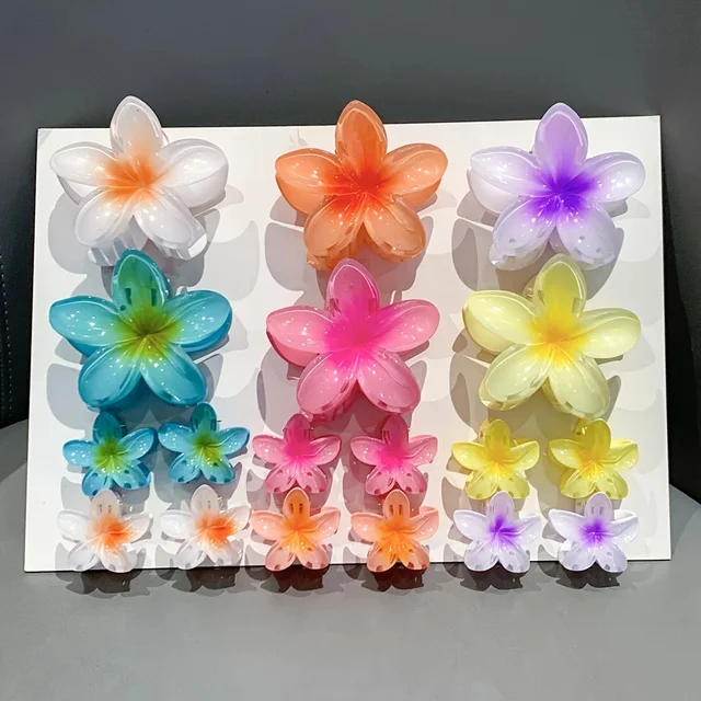 18Pcs Egg Flower Hair Clips Gradient Candy Color Flowers Suitable for Daily Use Backcombed Ponytail Shark Clip Hair Accessories 4