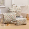 3pcs/set Storage Organizer Floral Quilted Makeup Bags Cotton Padded Cosmetic Bag Large Travel Toiletry Bag Women Zipper Wash Bag 1