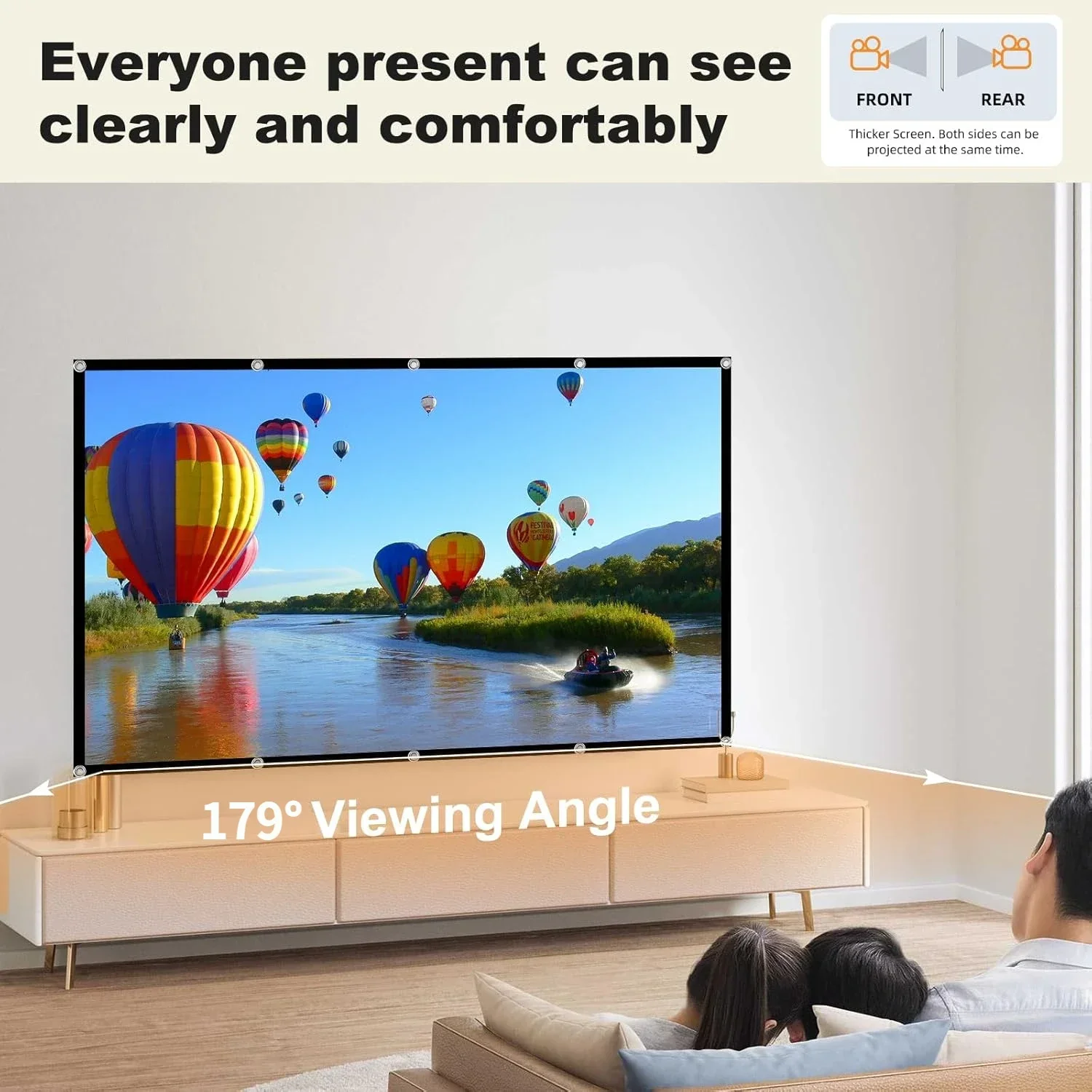Projector Screen 16:9 Foldable Wrinkle Free Home Theater Outdoor Double Sided
