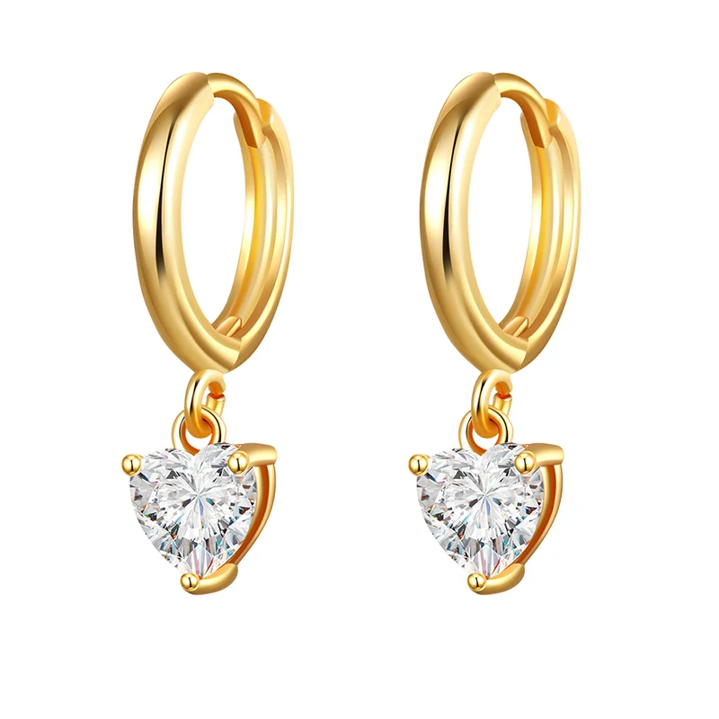 Fashion Crystal Gold Silver Plated Drop Earrings For Women Punk Cubic Zirconia Wedding Female Jewelry Girl Friendship Gifts drop earrings,dangle earrings,silver jewelry,crystal earrings