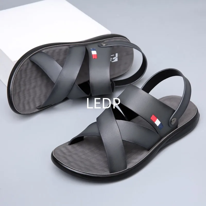 Sandals for Man Fashion Outdoor Korean Genuine Leather Indoor House Platform Male Beach Shoes Casual Men Sandals New In Summer leather sandals summer sandals mens shoes