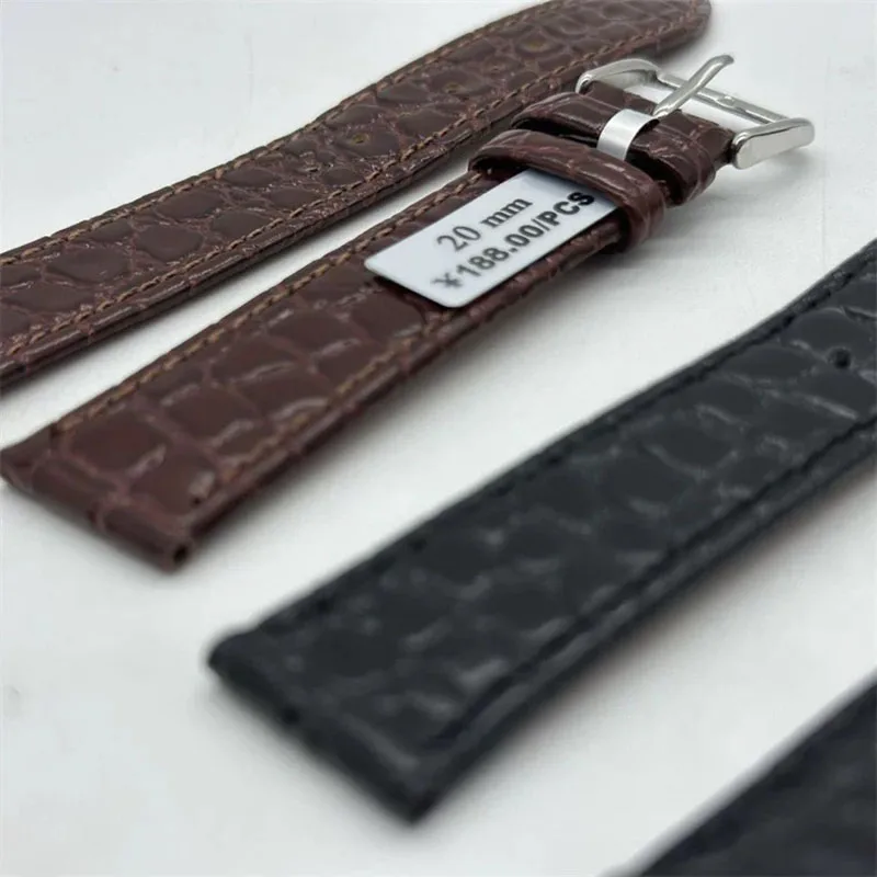 Elegant Lychee Pattern Genuine Leather Watch Band - Soft Slim Design with Pin Buckle Strap