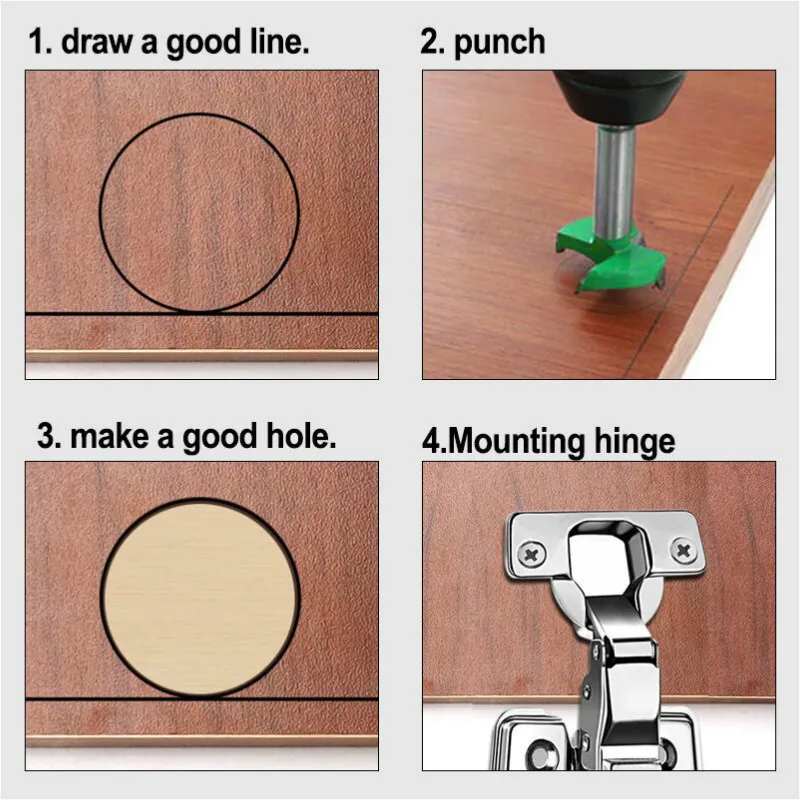 35mm 힌지 구멍 드릴링 가이드 로케이터 힌지 드릴링 지그 드릴 비트 목공 도어 홀 오프너 캐비닛 액세서리 도구