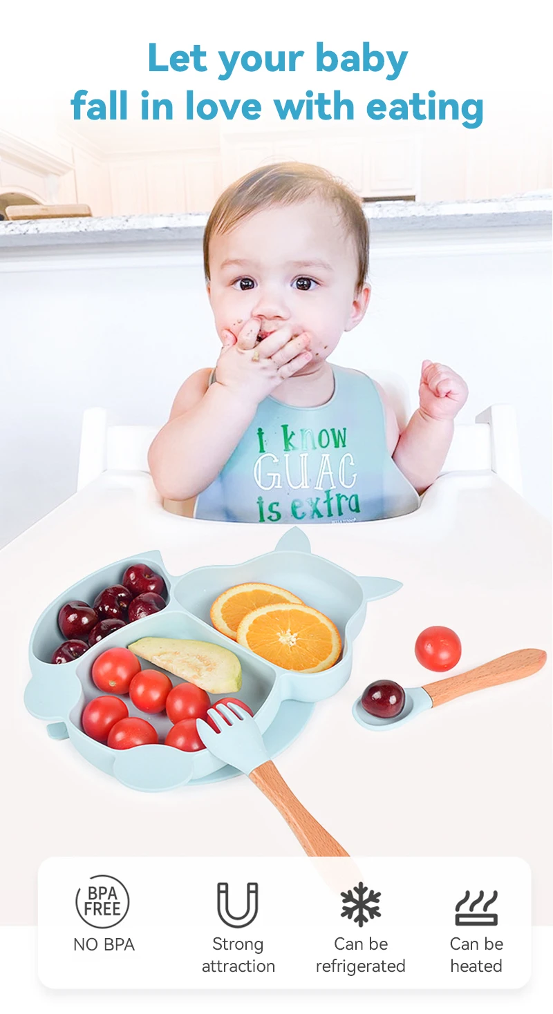1/3/8 PCS Silicone Baby Feeding Set Bowl Plate Cup Bibs Spoon Fork Sets Non-slip Tableware Children's Feeding Dishes BPA Free 1 S71be0652bb4b47ba87d826c9c8883e2dX
