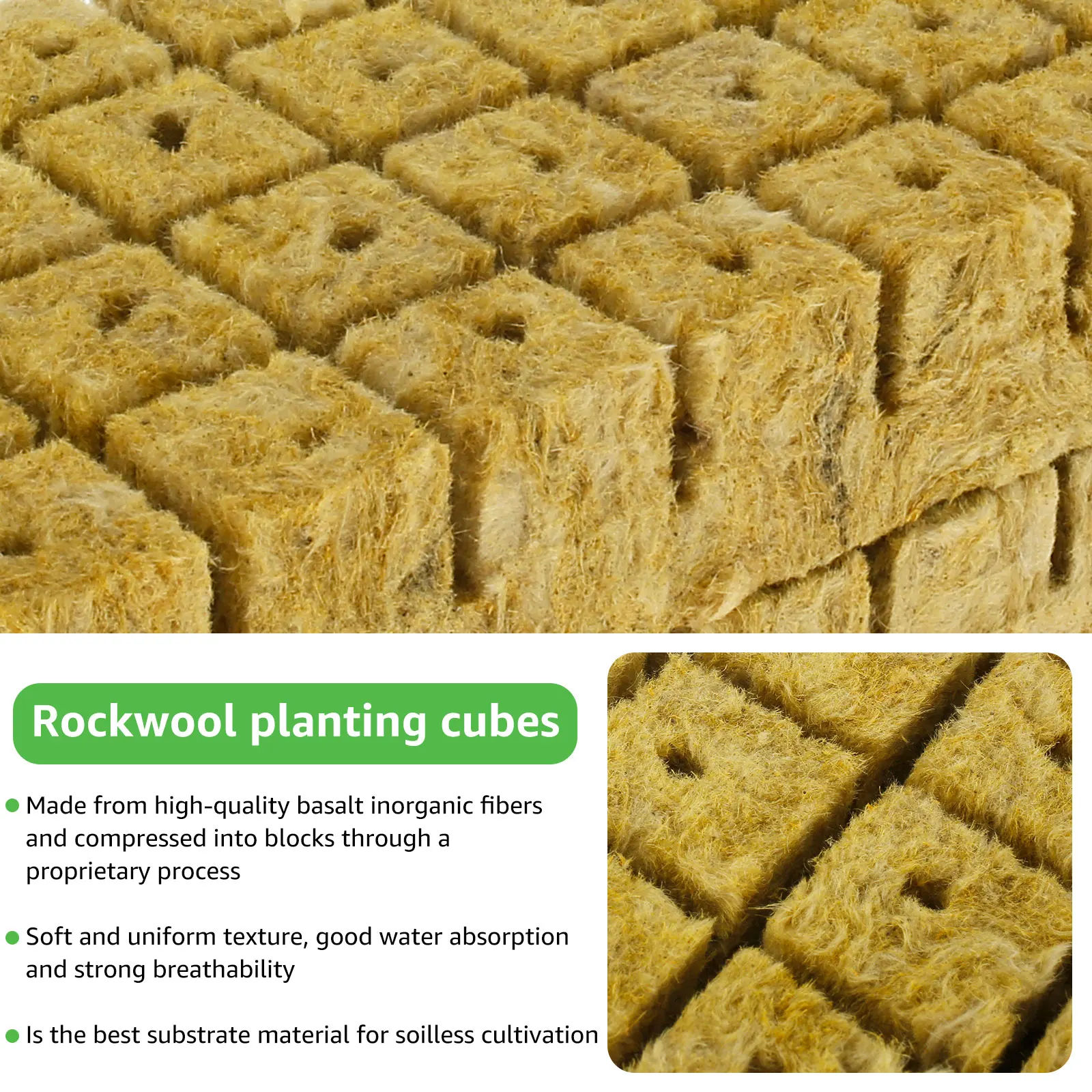 72 Set Rock wool Cubes Hydroponics 1.5inch Rock Wool Planting Cubes Absorption Hydroponics Mesh Net Cup Kit Home hydroponic grow media cubes hydroponics growing kit hydroponic garden kit hydroponic plant kits
