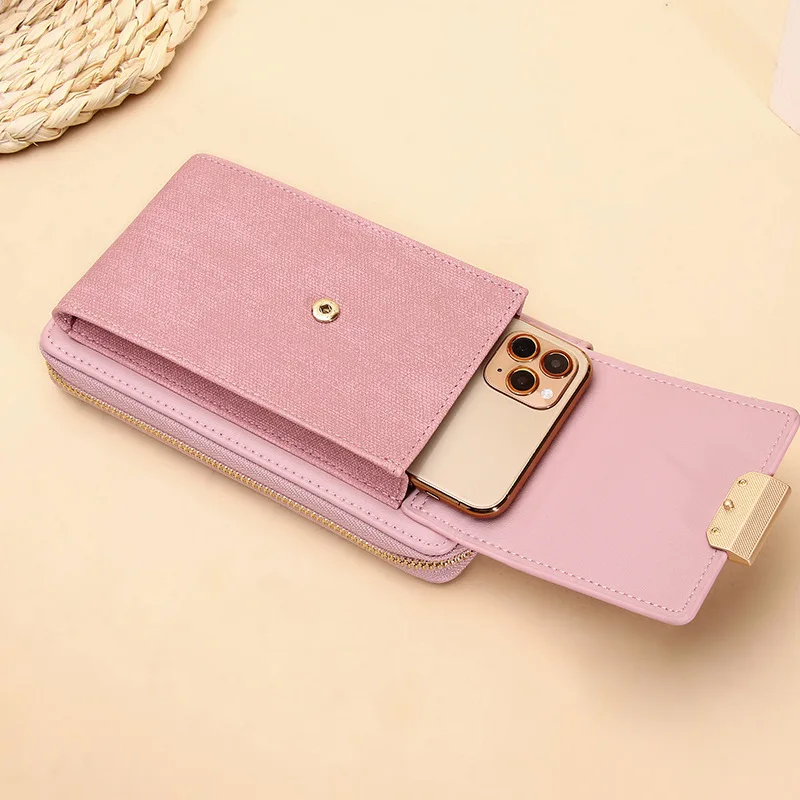 New Women Messenger Bags Luxury Pu Leather Handbags Outing Shoulder Bags Phone Wallet Solid Small Crossbody Long Strap