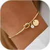 96713-e648eb.jpg Bracelets plaqués or 14 carats avec pierre de naissance initiale pour femmes, cadeau de proposition de demoiselle d'honneur, manchette avec nœud d'amour, cadeaux d'anniversaire
