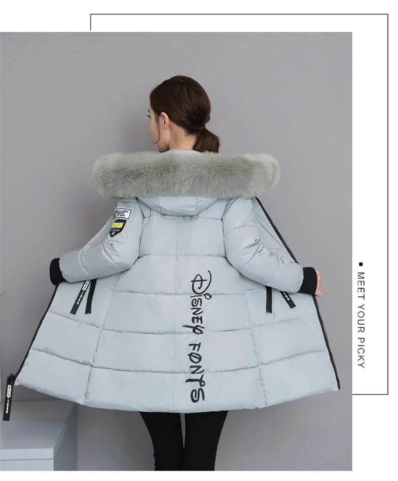 Parkas Women 2026 Winter Jacket Coat High Quality Hooded Fur Collar Outwear Female Parka Thick Cotton Padded Female Overcoat