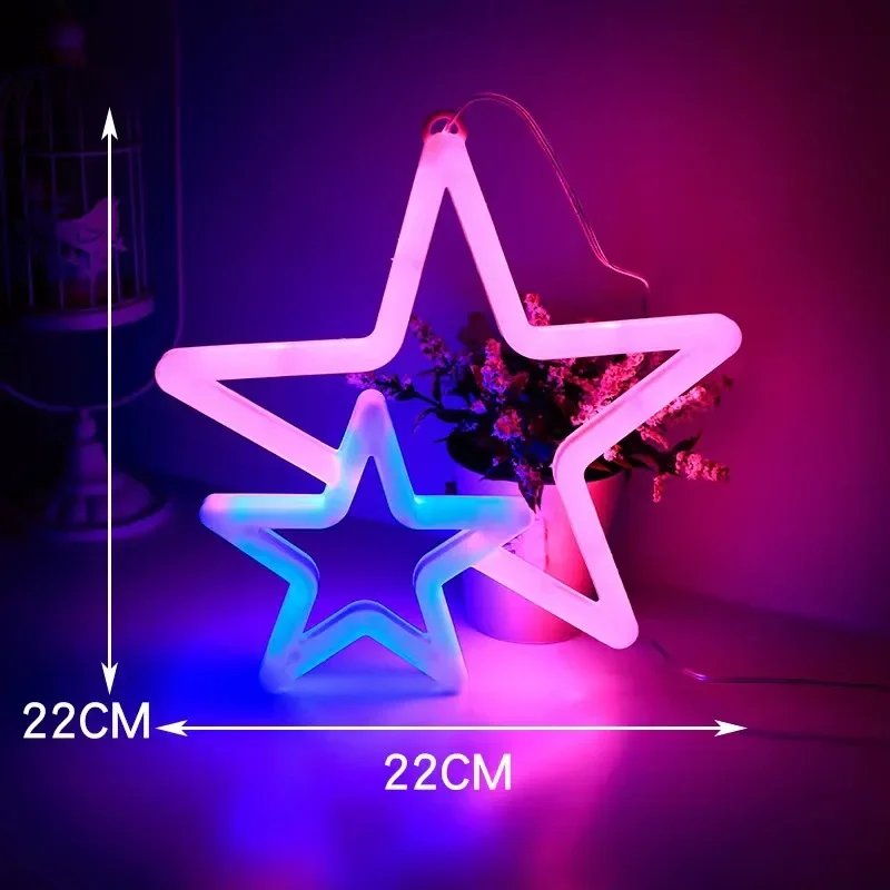 LED Neon Light Gamepad Wall Art - Bright Fire Moon Star Design for Room Decoration, Gifts & Events