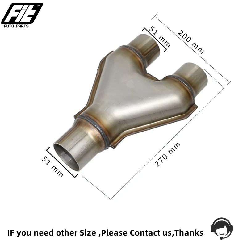 Universal Custom Car Exhaust Y Pipe Stainless Steel exhaust Y type Pipe