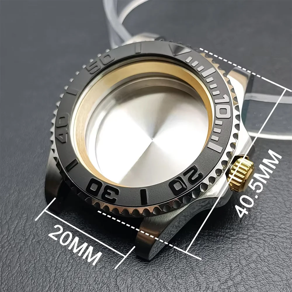 GMT Silvery Black Case 40.5mm Have Inner Ring Watch Men Case FIT NH34 N H35 NH36 Movement/Dial Automtaic Watch Box