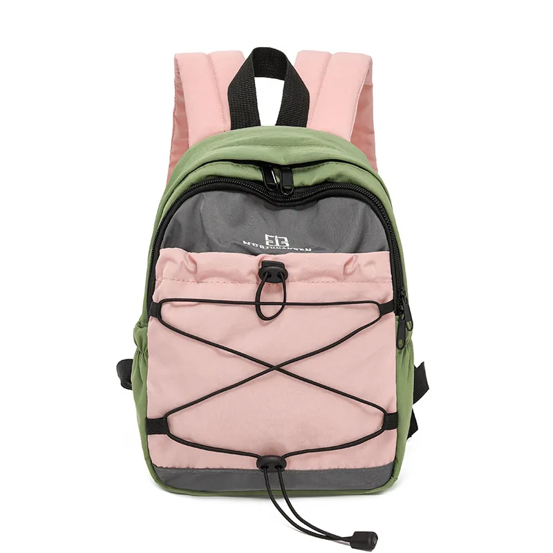 Outdoor Color Block Backpack for Women Lightweight Small Capacity Hiking Leisure Commuting Bag