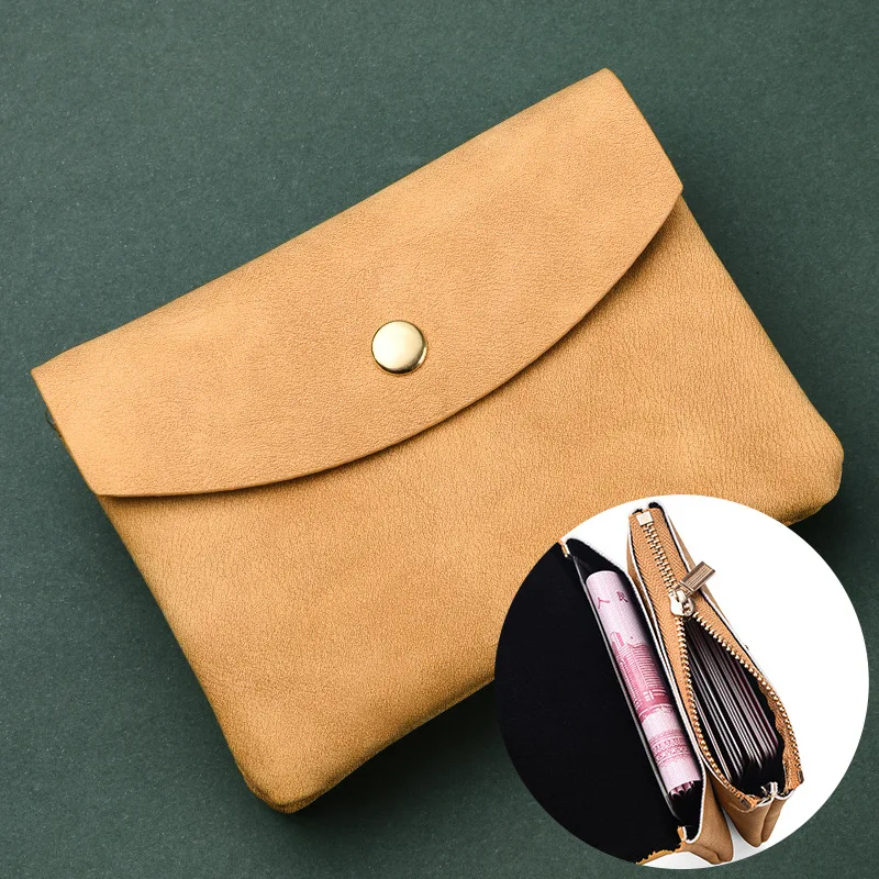Vintage-Inspired Double Layer Coin Purse - Soft PU Leather Wallet with Multi-Pocket Zipper Bag
