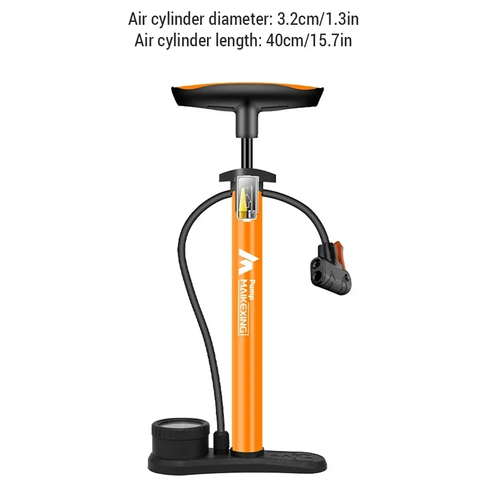 Bike Pump Multi-functional Inflator with Gauge 160PSI 3-in-1 Nozzle for Bicycles Cars