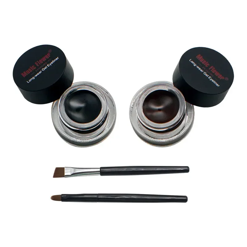 Music Flower 2 in 1 Coffee + Black Gel Eyeliner Make Up Waterproof Cosmetics Set Eye Liner Makeup Eye Maquiagem M1007