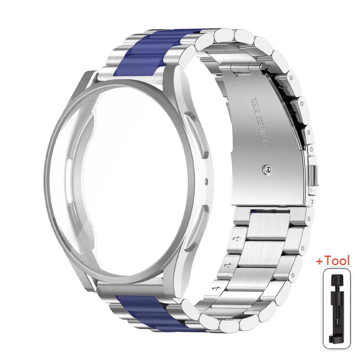 Stainless Steel Bracelet with Metal Strap and TPU Cover