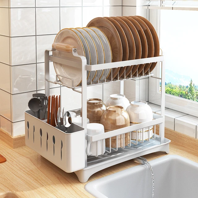 Kitchen Dish Drainer Bowl Plate Drying Rack Spice Storage Sink Holder  Tableware Drainboard Kitchen Counter Shelf Organizer - AliExpress