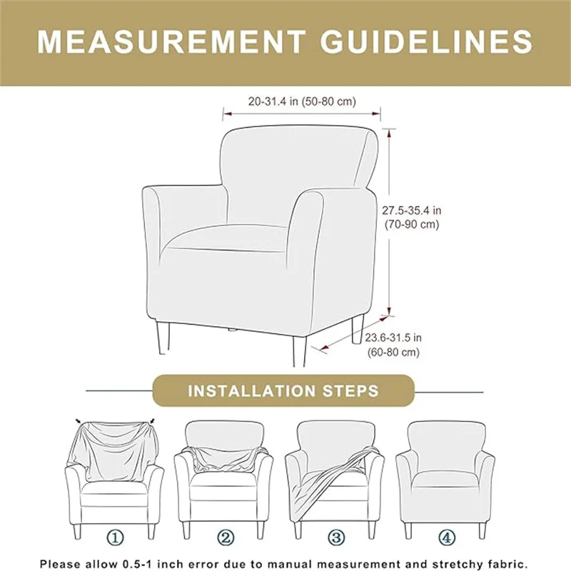 Tub Chair Cover Soft Spandex Printed Club Armchair Slipcovers for Living Room Elastic Single Sofa Covers Home Bar Counter Hotel 2