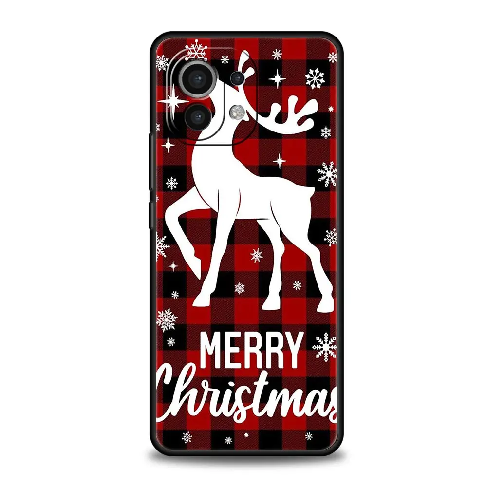 Christmas Graphic Printed Silicone Black Phone Case - Festive Holiday Design Cover