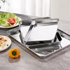 Kitchen Rectangle Stainless Steel Food Storage Serving Trays Sausage Noodles Fruits Dish Restaurant Hotel Metal Dinnerware Plate 2