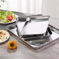 Kitchen Rectangle Stainless Steel Food Storage Serving Trays Sausage Noodles Fruits Dish Restaurant Hotel Metal Dinnerware Plate 2