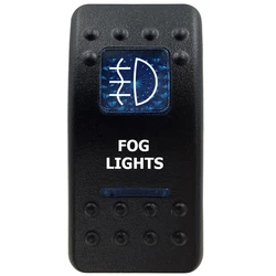 Marine Grade Waterproof Rocker Switch with Blue LED Light Bar, 12V, ON/OFF Options (FOG LIGHTS)